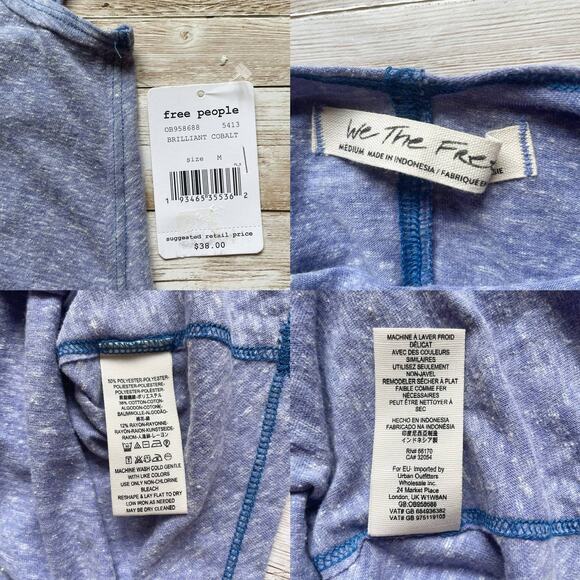 Free People Carly Tank Top O-Ring Scoop Back Brilliant Cobalt Size M New - Picture 10 of 10